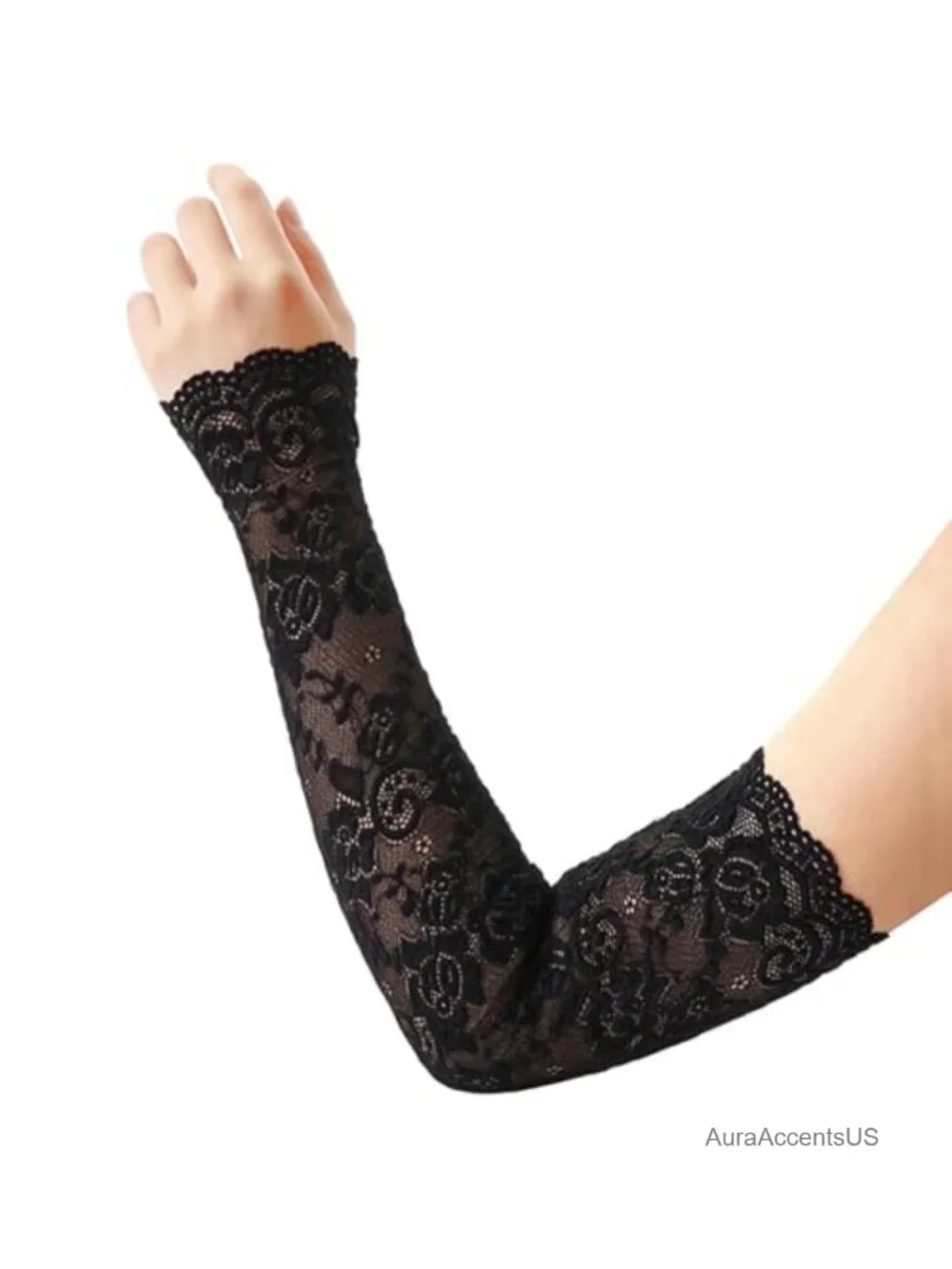 Lace Fingerless Gloves Women Over Elbow Long Bridal Arm Sleeves